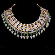 Omisa Emerald Pearl Bridal Necklace